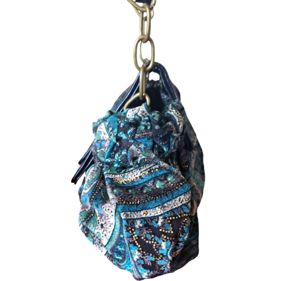 Aldo Mini Purse Gorgeous Print Colors,Sparkly & brass hardware / Leather Details - Picture 3 of 17